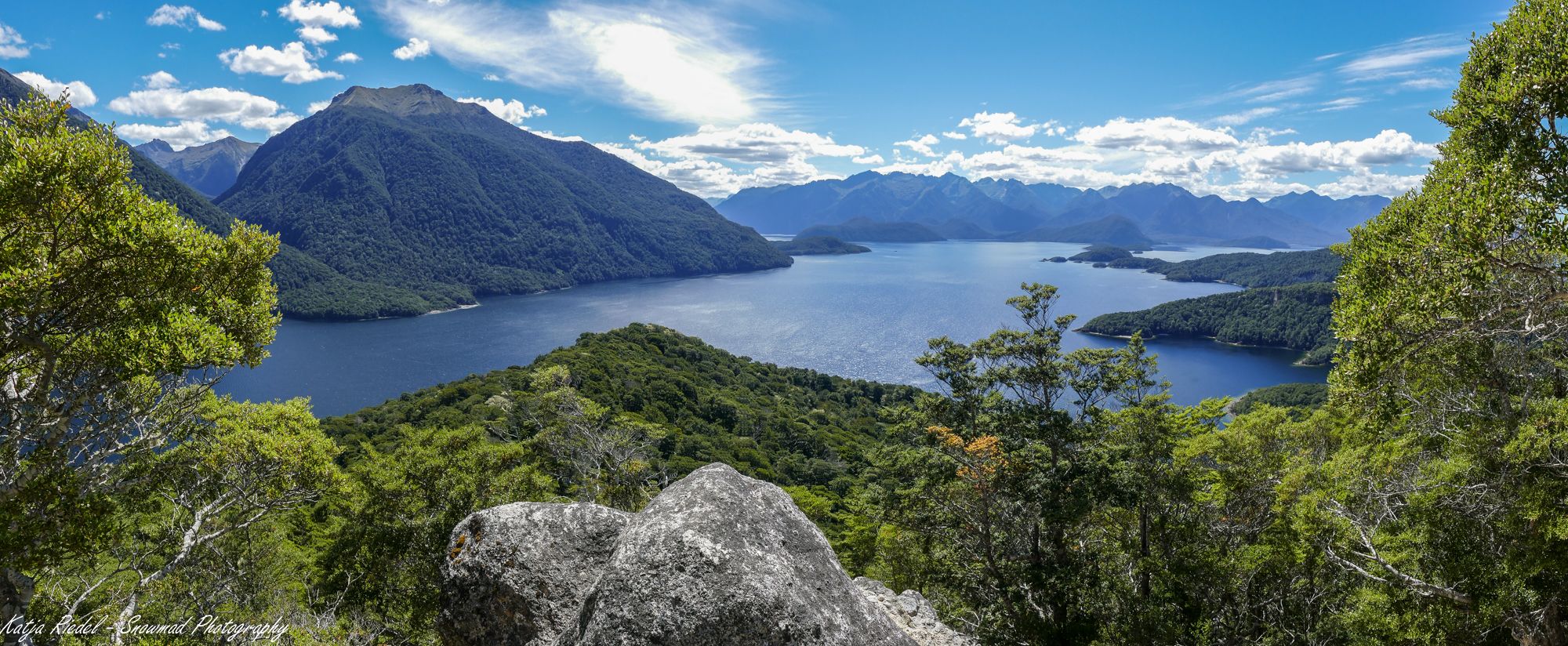 Panorama from Monument Hill, Lake Manapouri, New Zealand, New Zealand