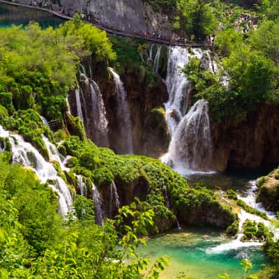 Plitvice National Park, Lower Lakes Waterfall Overview, Croatia