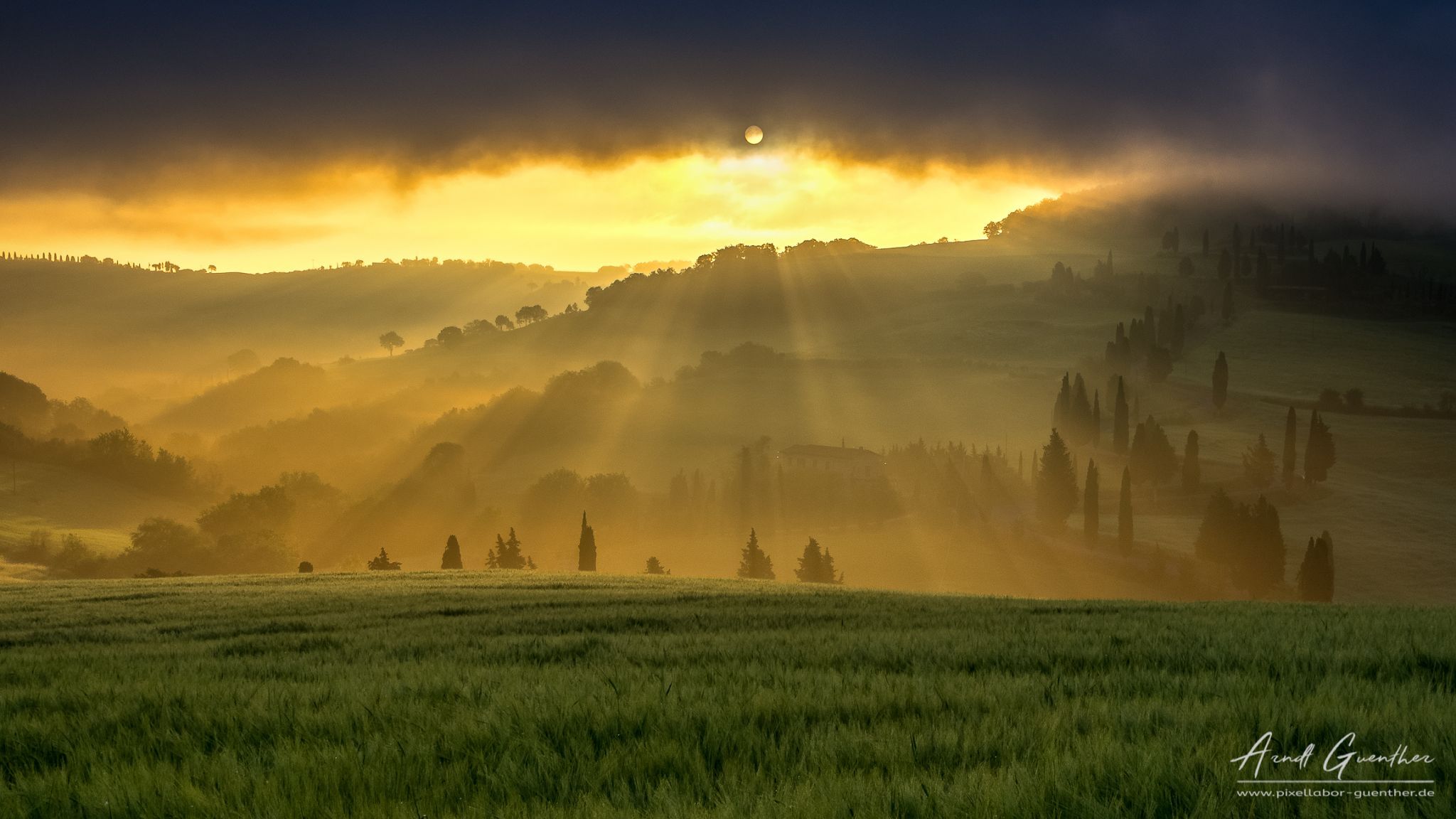 Sunrise over Val d'Orcia, Italy