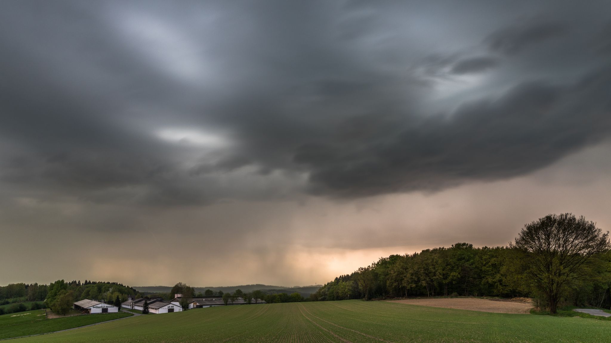 thunderstorm arrives at Kreisch, Sauerland, Germany