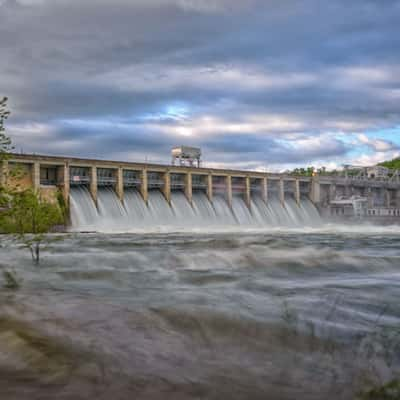 Bagnell Dam with all floodgates open, USA