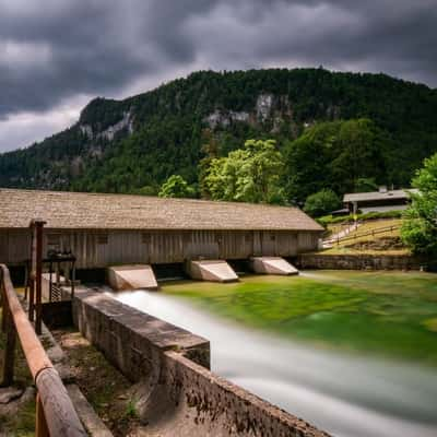 Covers wooden Bridge on the Königssee, Germany