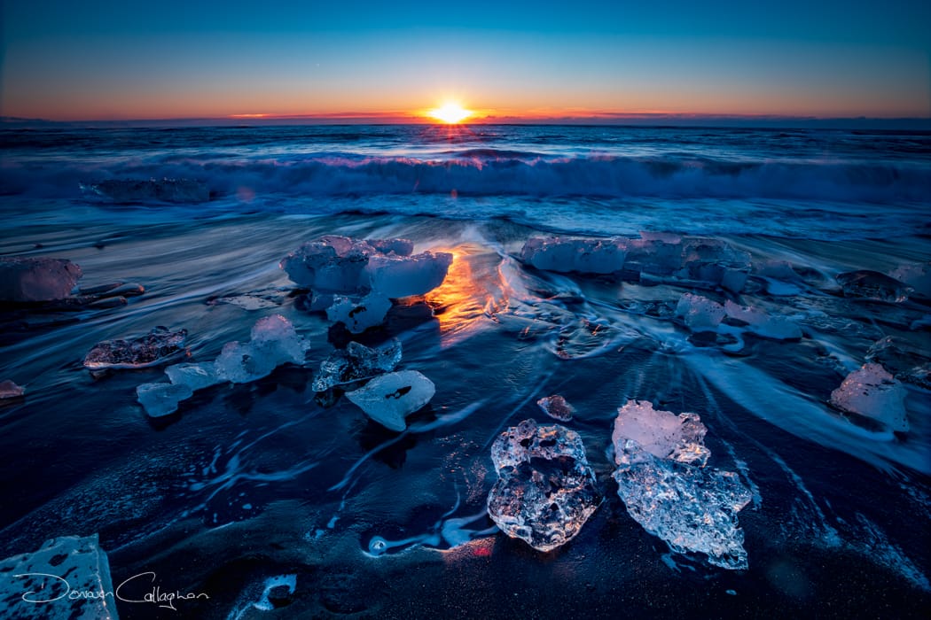 Diamond Beach Sunrise (Jokulsarlon Beach) Iceland, Iceland