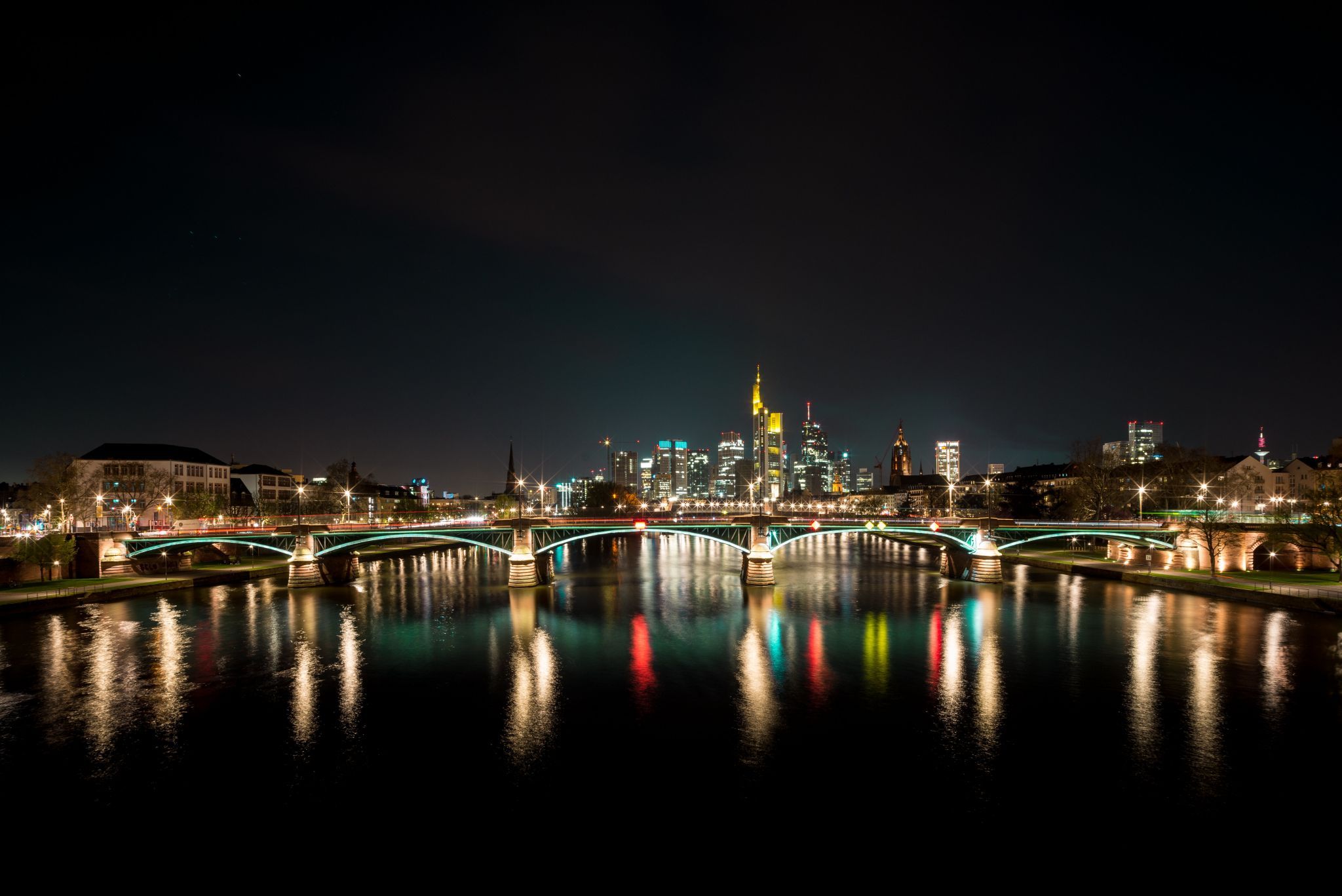 View from the Flößerbrücke, Frankfurt am Main, Germany