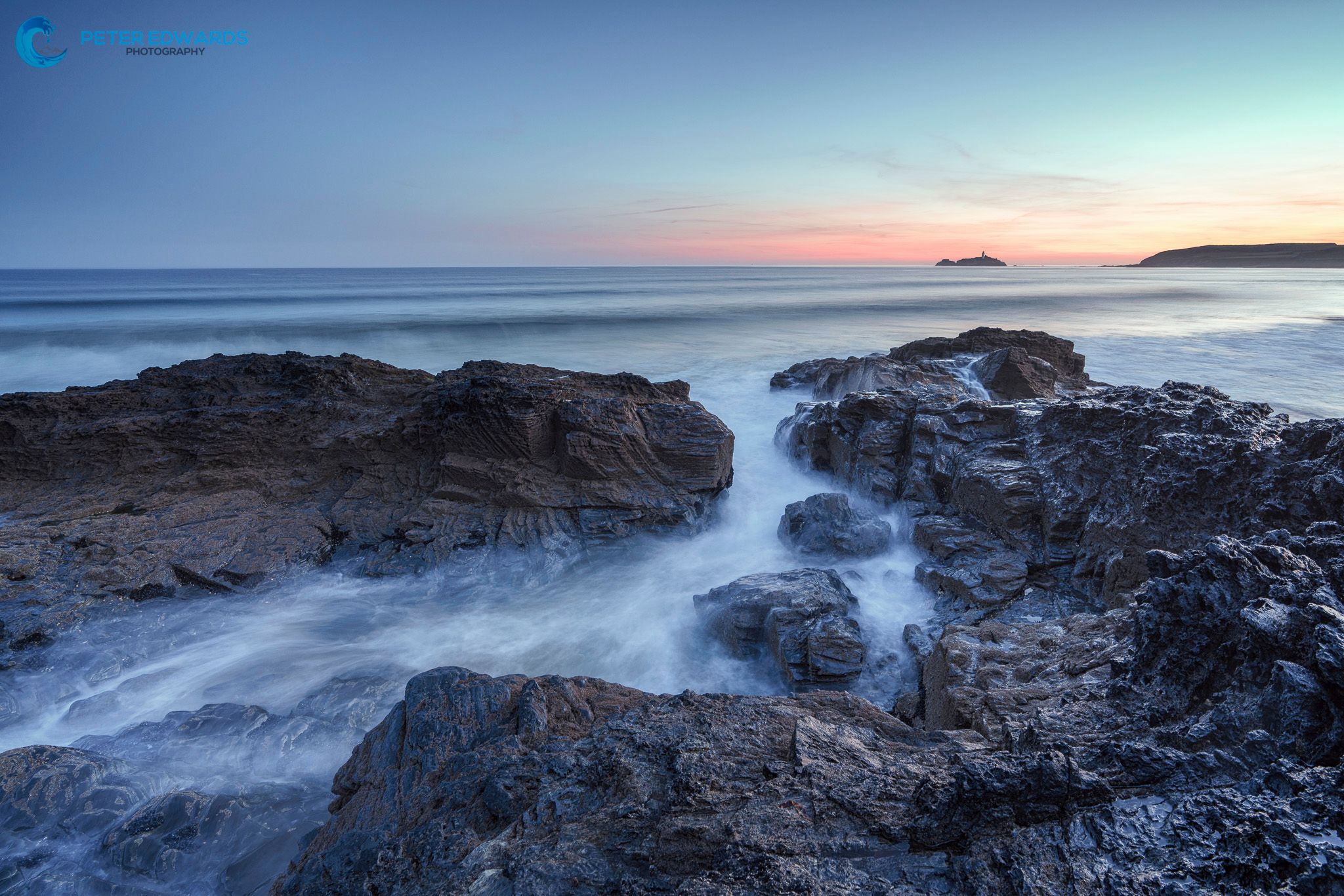 Gwithian Sunrise,Godrevy Lighthouse from Gwithian., United Kingdom