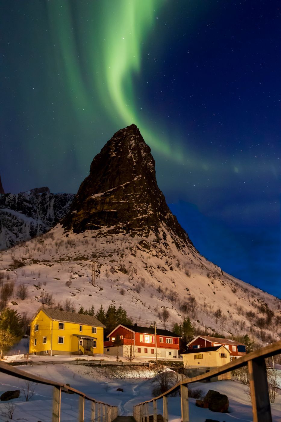 Horn from wooden bridge viewpoint, Reine, Lofoten, Norway