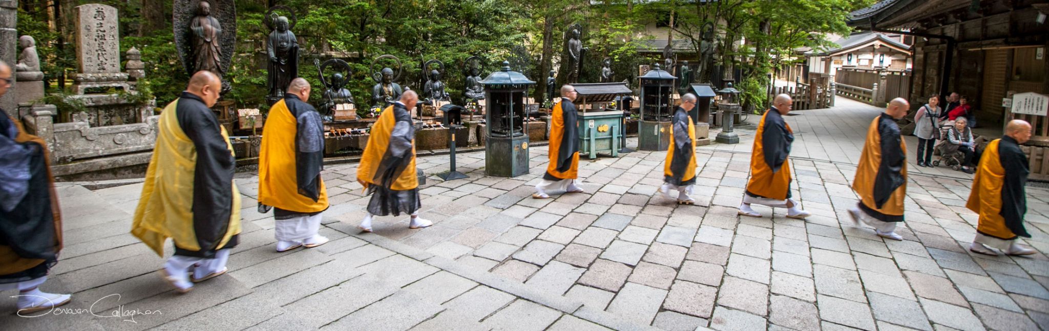 Koyasan Monks leaving after prayer, Japan