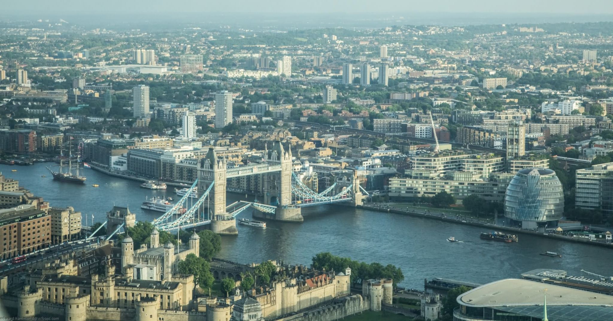 Views from the Gherkin, London City, United Kingdom