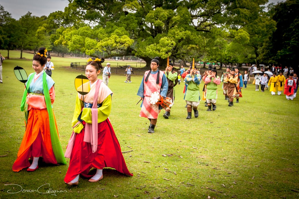 Procession before the ancient football game Kemari Nar, Japan