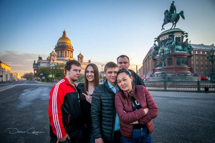 St Isaacs Cathedral with locals St Petersburg