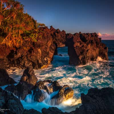 Sunset Falelima Sea Arch Savai'i Samoa, Samoa