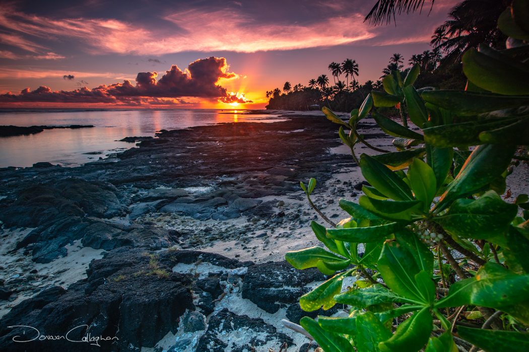 Sunset on the south coast of Samoa, Samoa