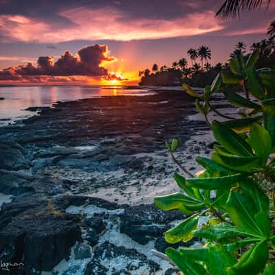 Sunset on the south coast of Samoa, Samoa