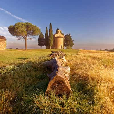 The back side of the Cappella di Vitaleta, Italy