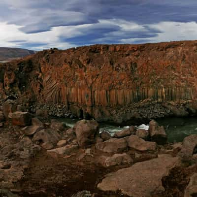 Basaltstones at Aldeyjarfoss Waterfall, Iceland