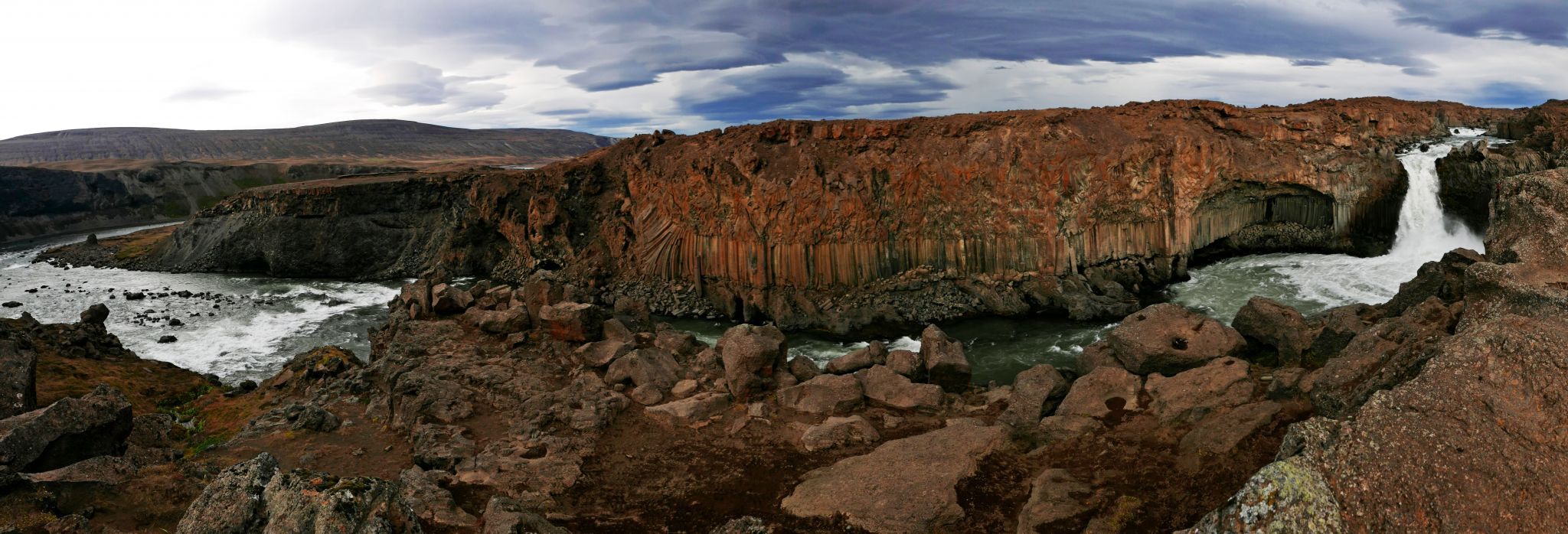 Basaltstones at Aldeyjarfoss Waterfall, Iceland
