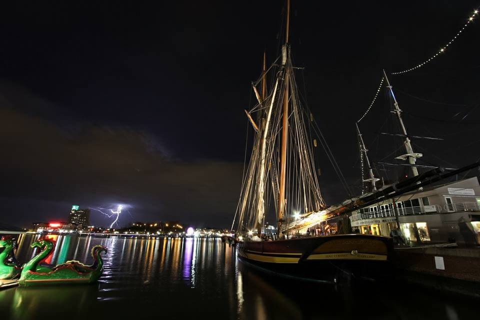 Baltimore Inner Harbor, Lightning Strike, USA
