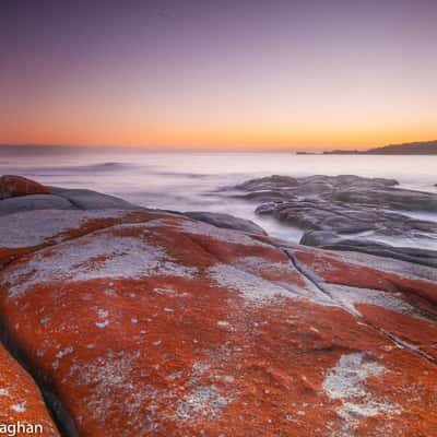 Binalong Bay Fire Rocks Tasmania, Australia