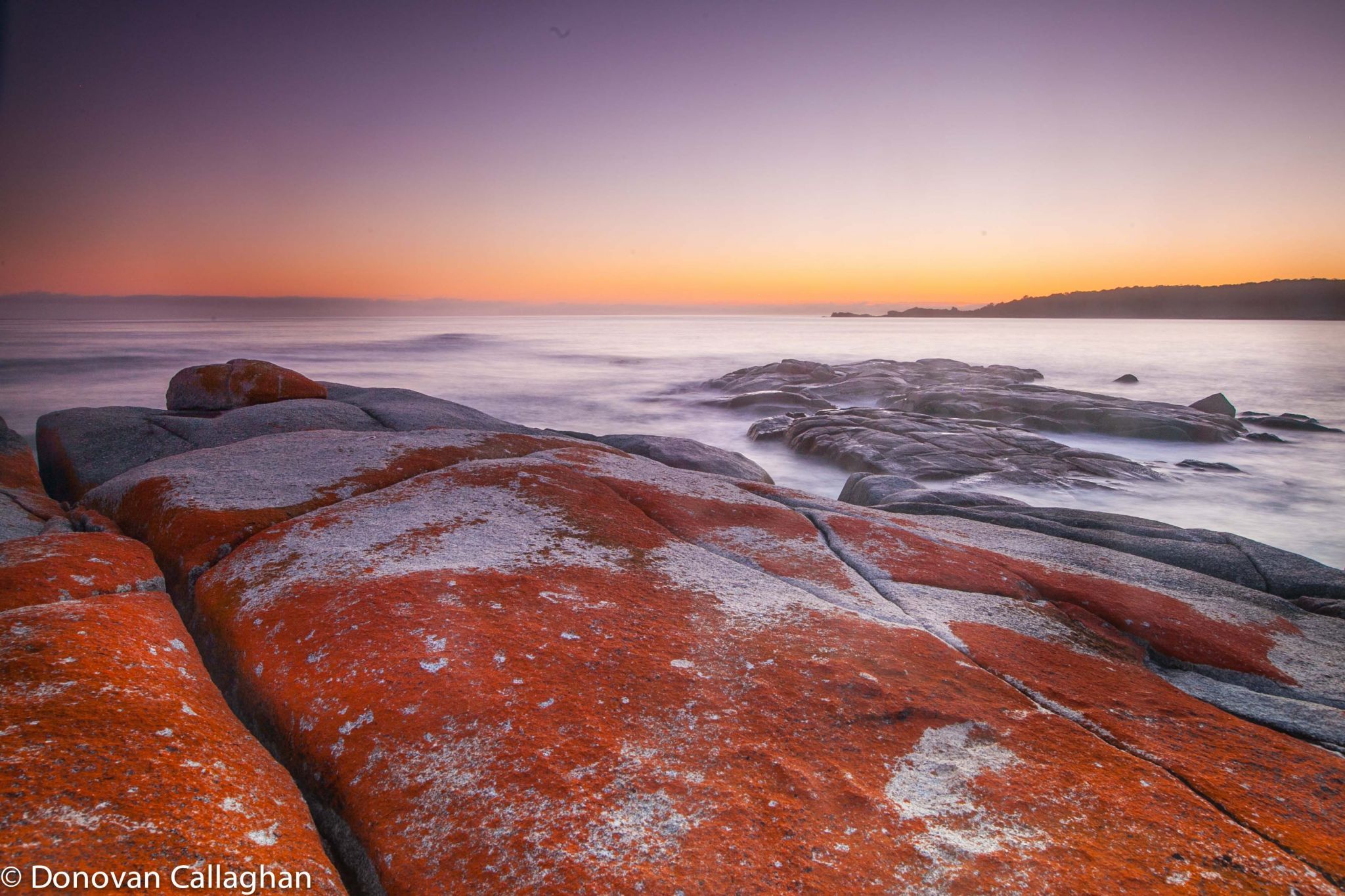 Binalong Bay Fire Rocks Tasmania, Australia