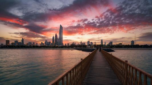 Kuwait towers beach jetty