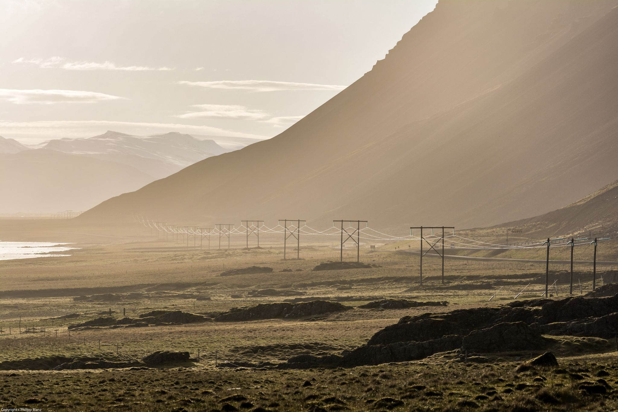 Power pole near Stokksnes, Iceland
