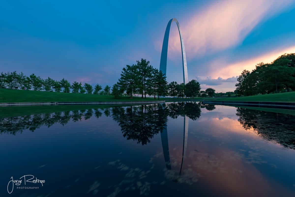 St. Louis Arch reflection pond, USA