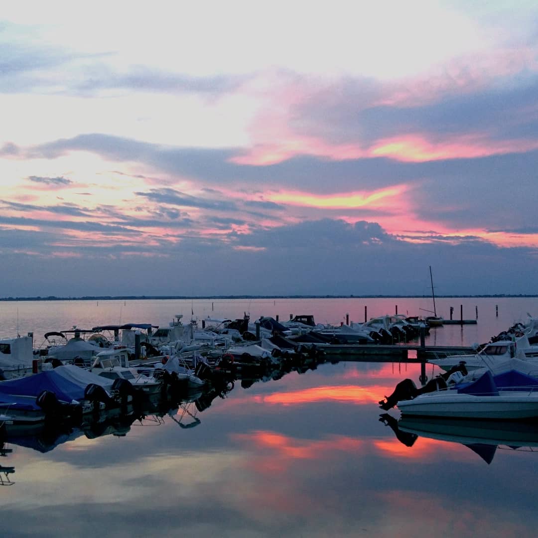 Sunset at Lignano port, Italy