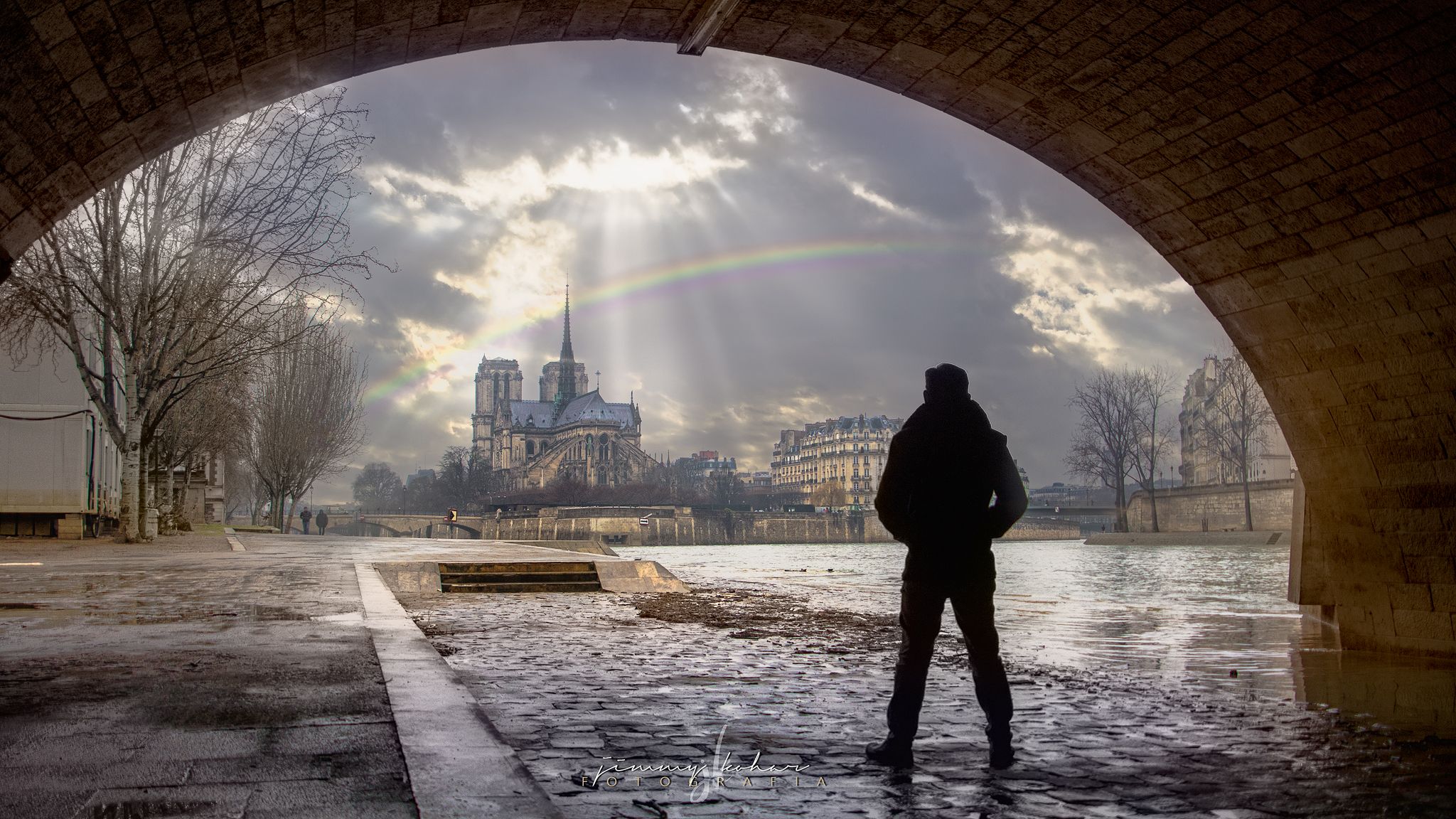 Tunnel into Notre Dame de Paris, France