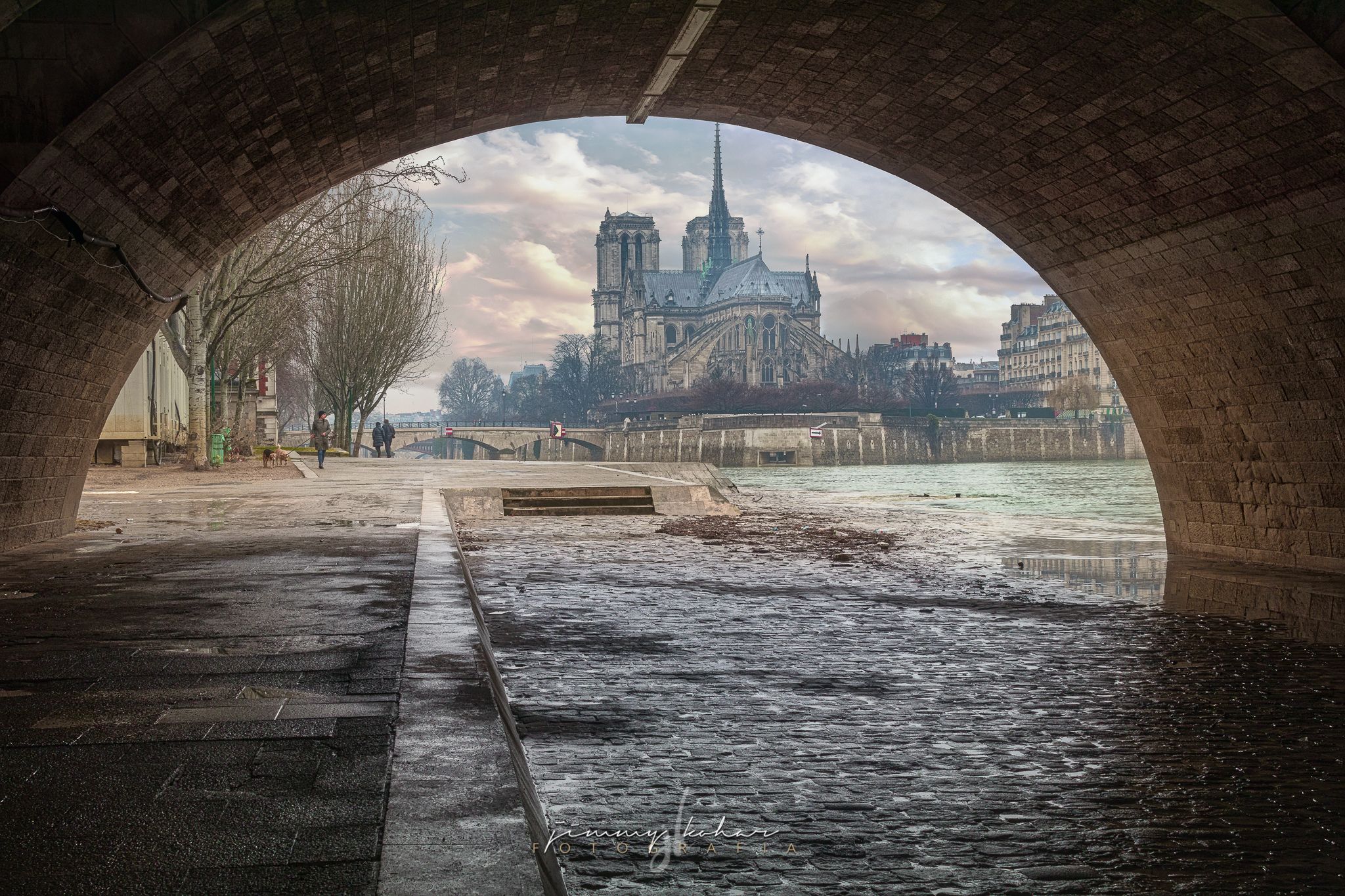 Tunnel into Notre Dame de Paris, France