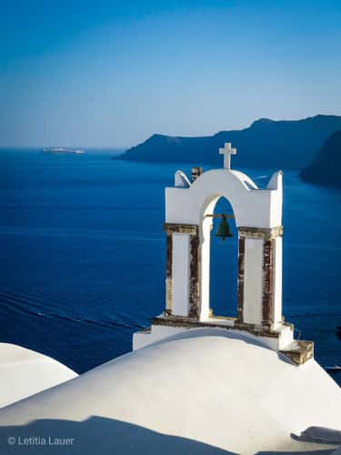 3 Blue Domes In Oia