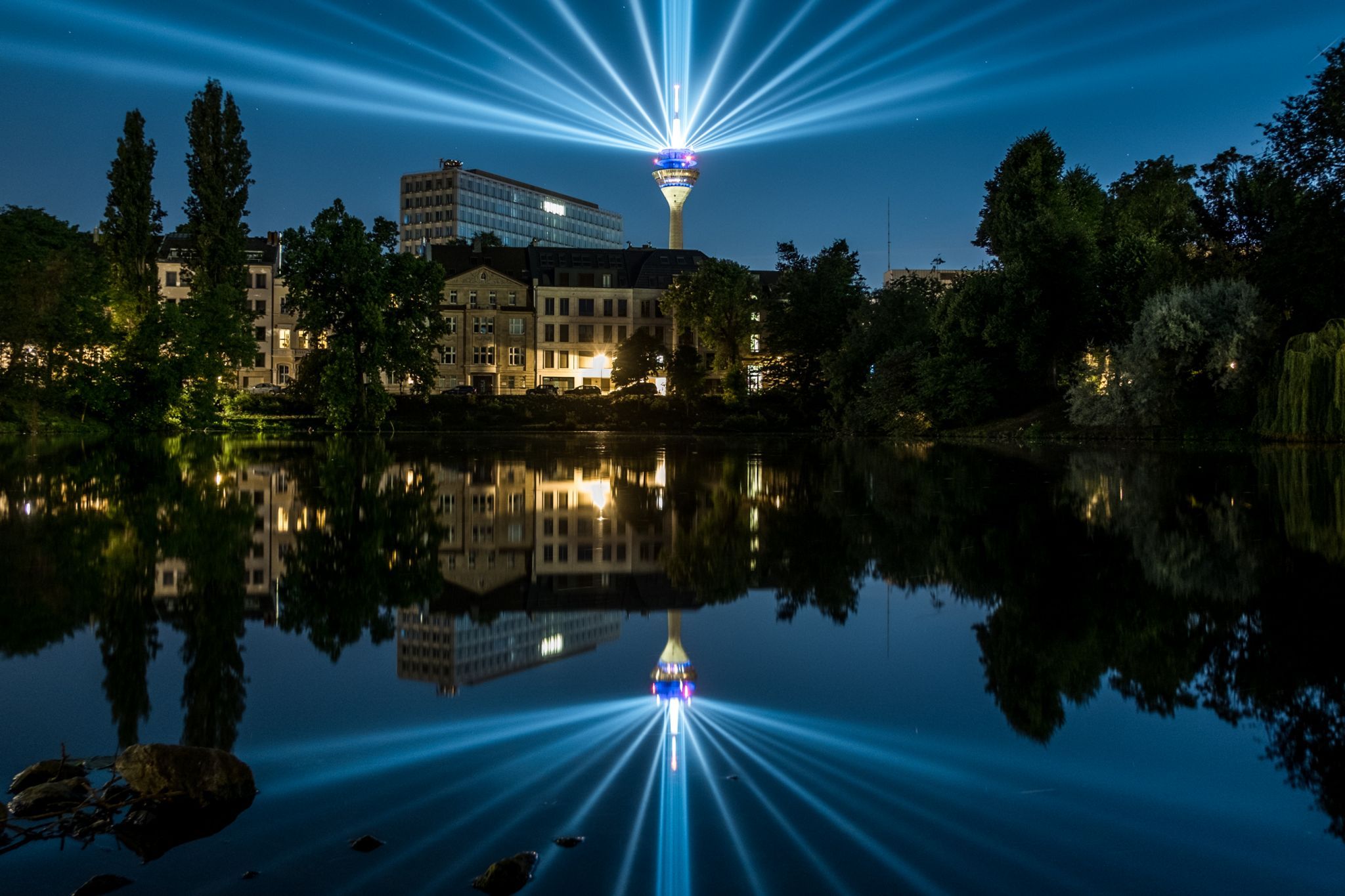Alternative view on the Rheinturm/Duesseldorf, Germany