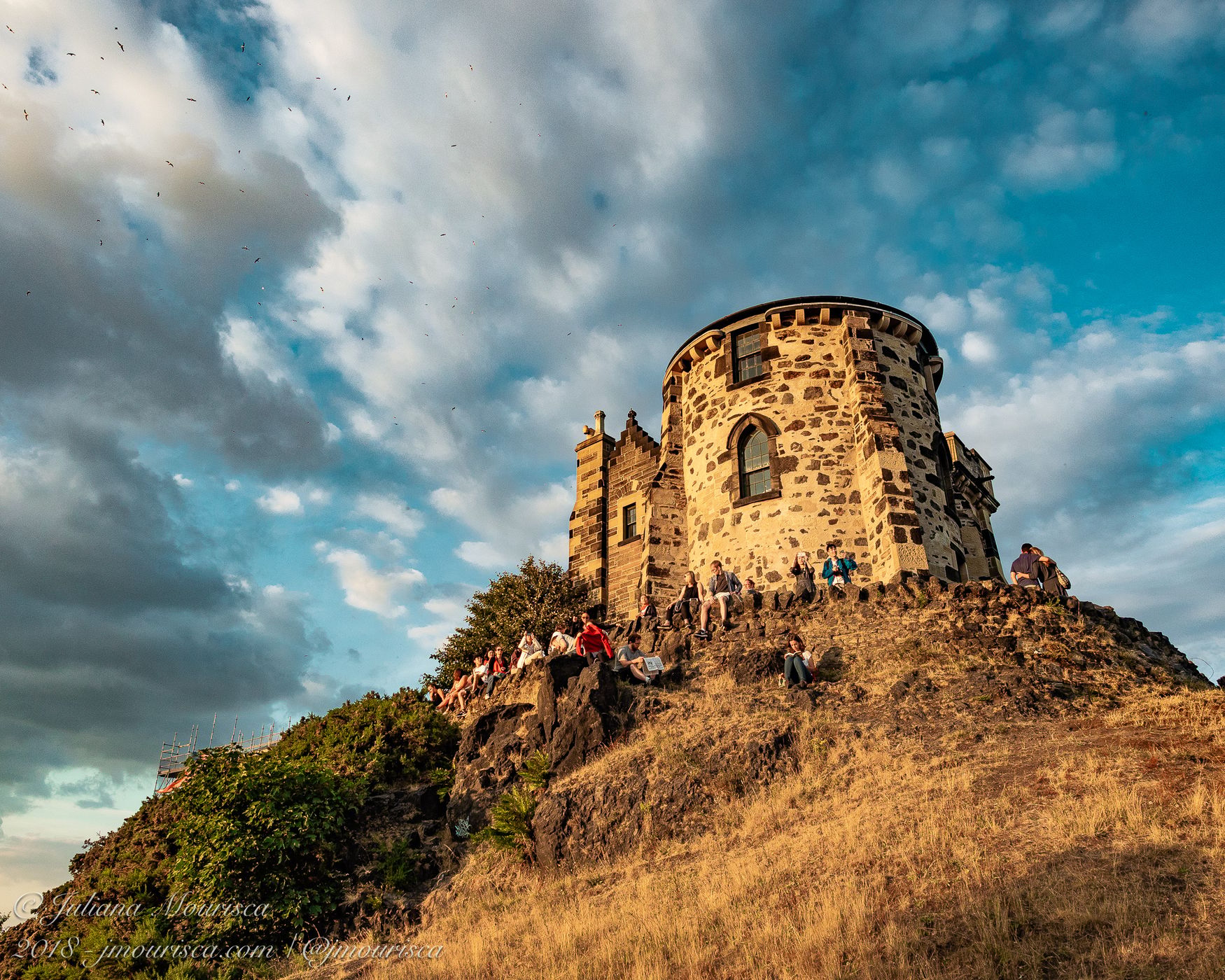 Observatory House on Calton Hill at Night, Edinburgh, United Kingdom