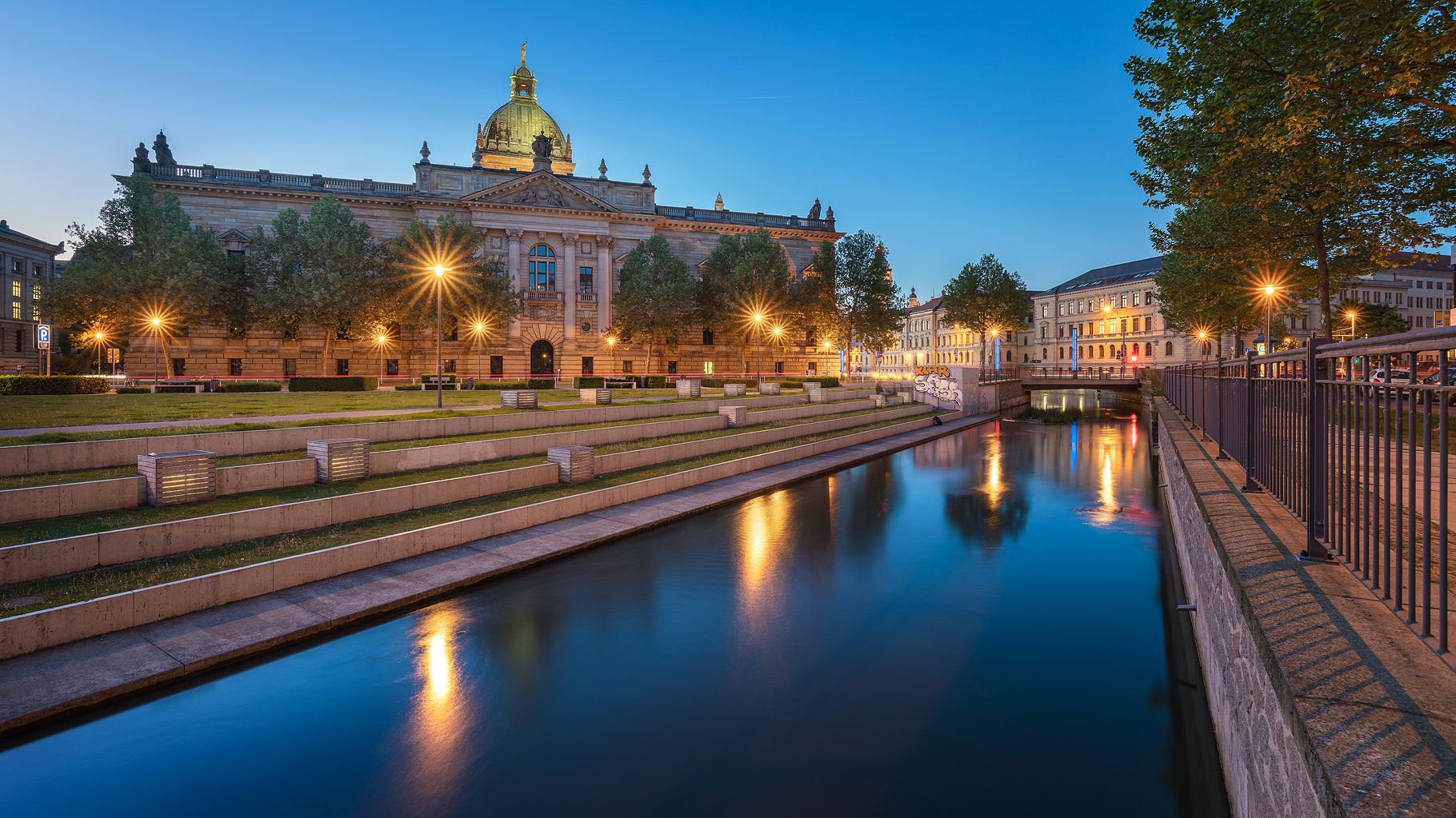 Federal Administration Court and Pleißemühlgraben, Germany