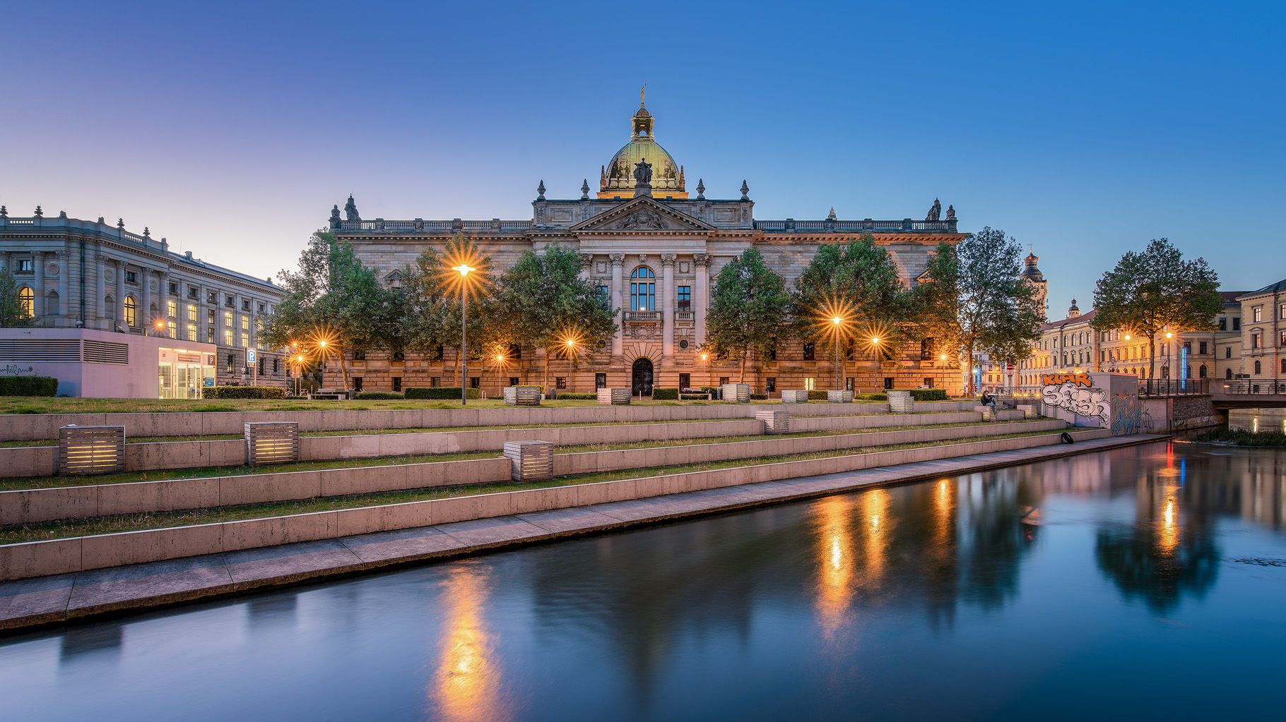 Federal Administration Court and Pleißemühlgraben, Germany