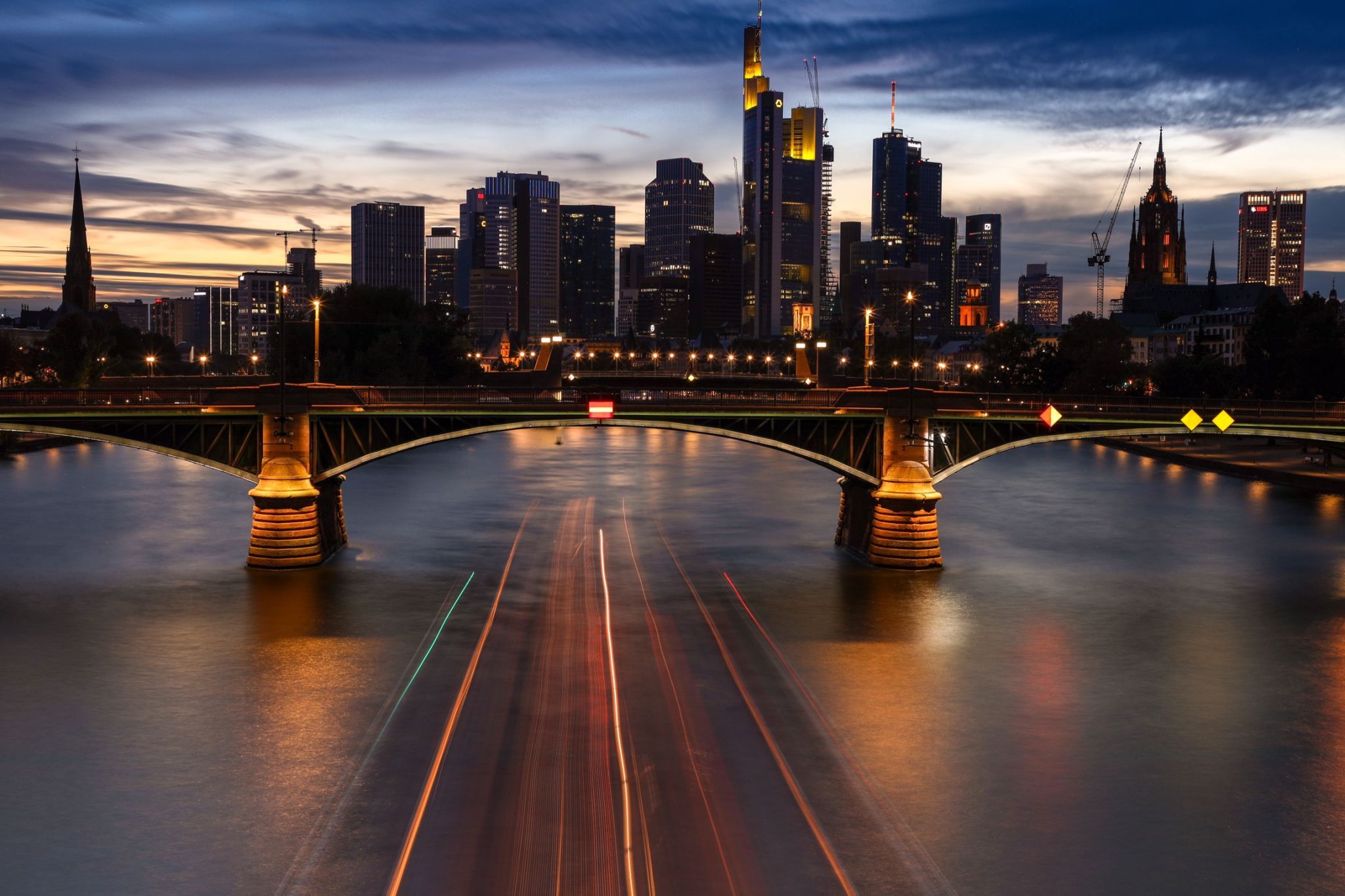 View from the Flößerbrücke, Frankfurt am Main, Germany