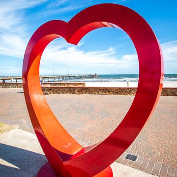 Glenelg Pier through a Heart Adelaide, Australia