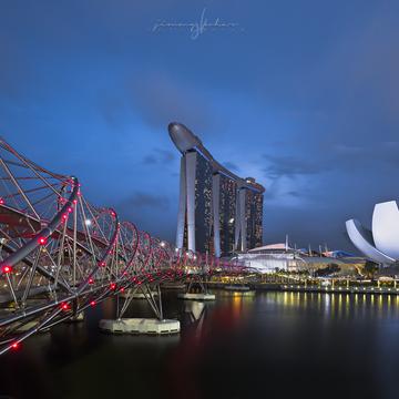 Marina Bay Sands with Helix Bridge, Singapore