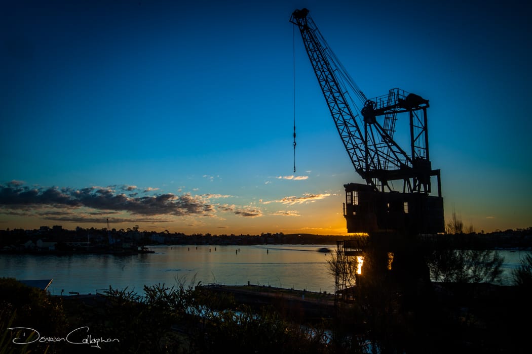Old Crane at Sunset Cockatoo Island Sydney Harhour, Australia