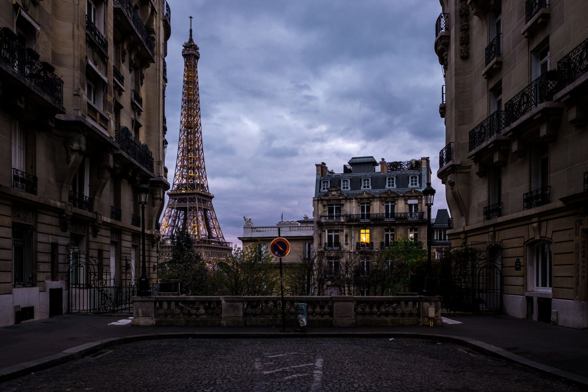 Eiffel Tower view from the street, Paris, France