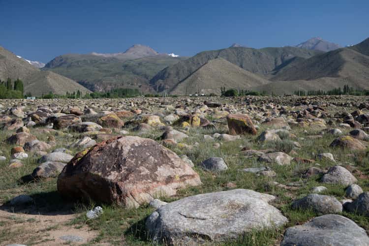 Petroglyphen in der Nähe von Tscholpon Ata