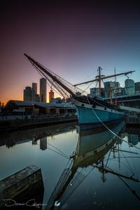 Polly Woodside ship at Sunrise South bank Melbourne
