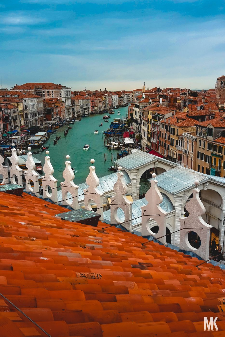 An evening on the roof terrace of T Fondaco dei Tedeschi, Venice, Italy