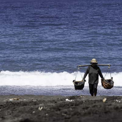 Salt farm at Kusamba Beach, Indonesia