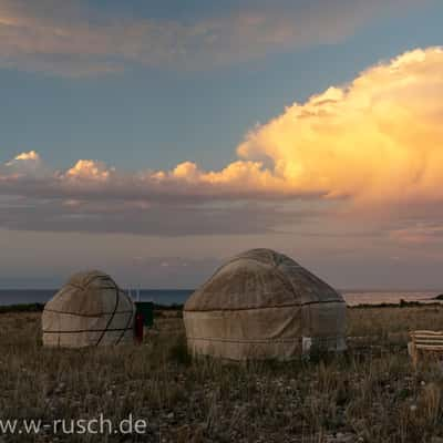 Southern shore of Lake Issyk Kul, Kyrgyz Republic