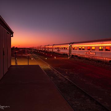 Sun Rise on the Ghan at Marla South Australia, Australia