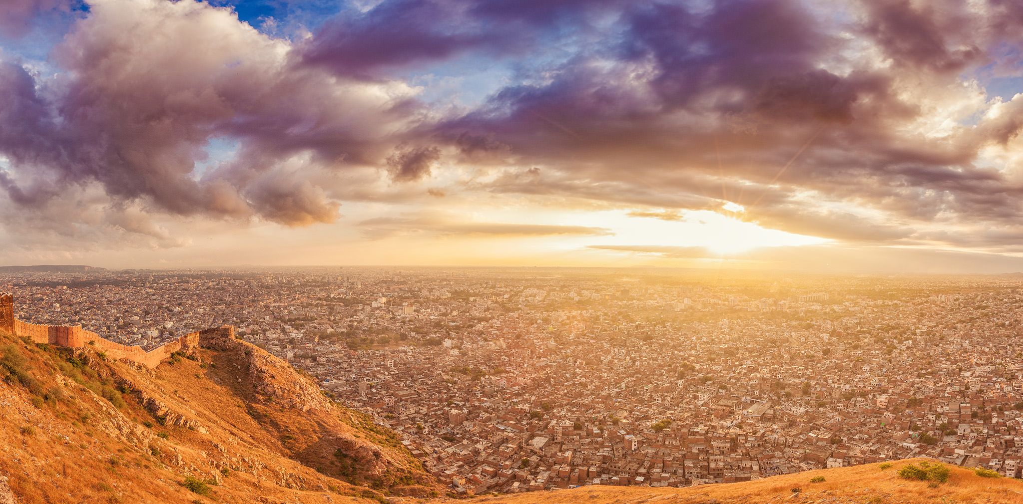 Sunset in Jaipur, the Pink City, India