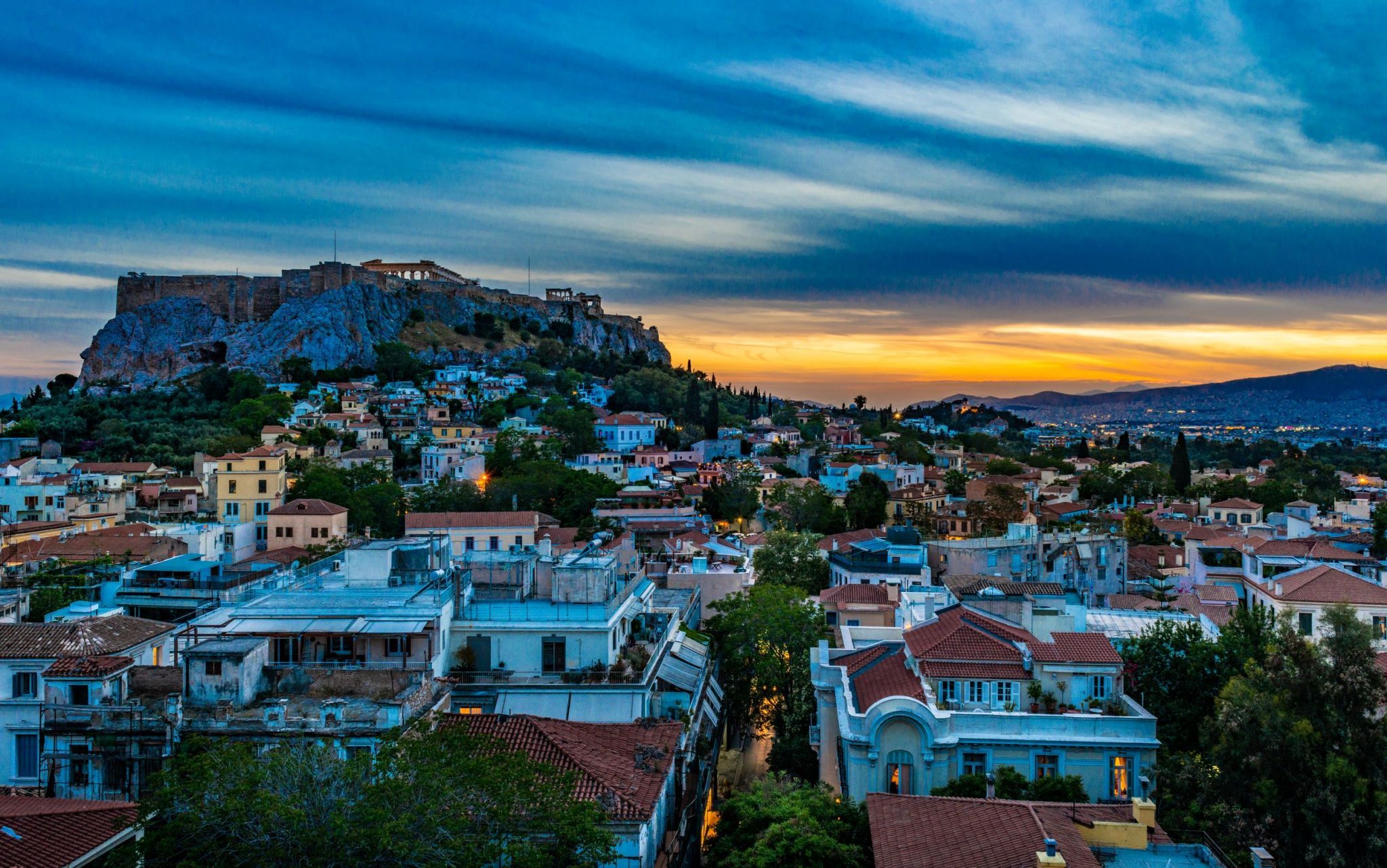 Plaka view on the Acropolis, Athens, Greece