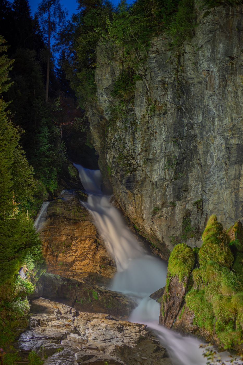 Bad Gastein Waterfall from Straubingerplatz Bridge, Austria