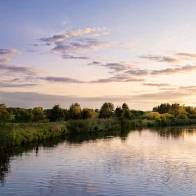 Beauty autumn sunset on the Hunter river, Germany