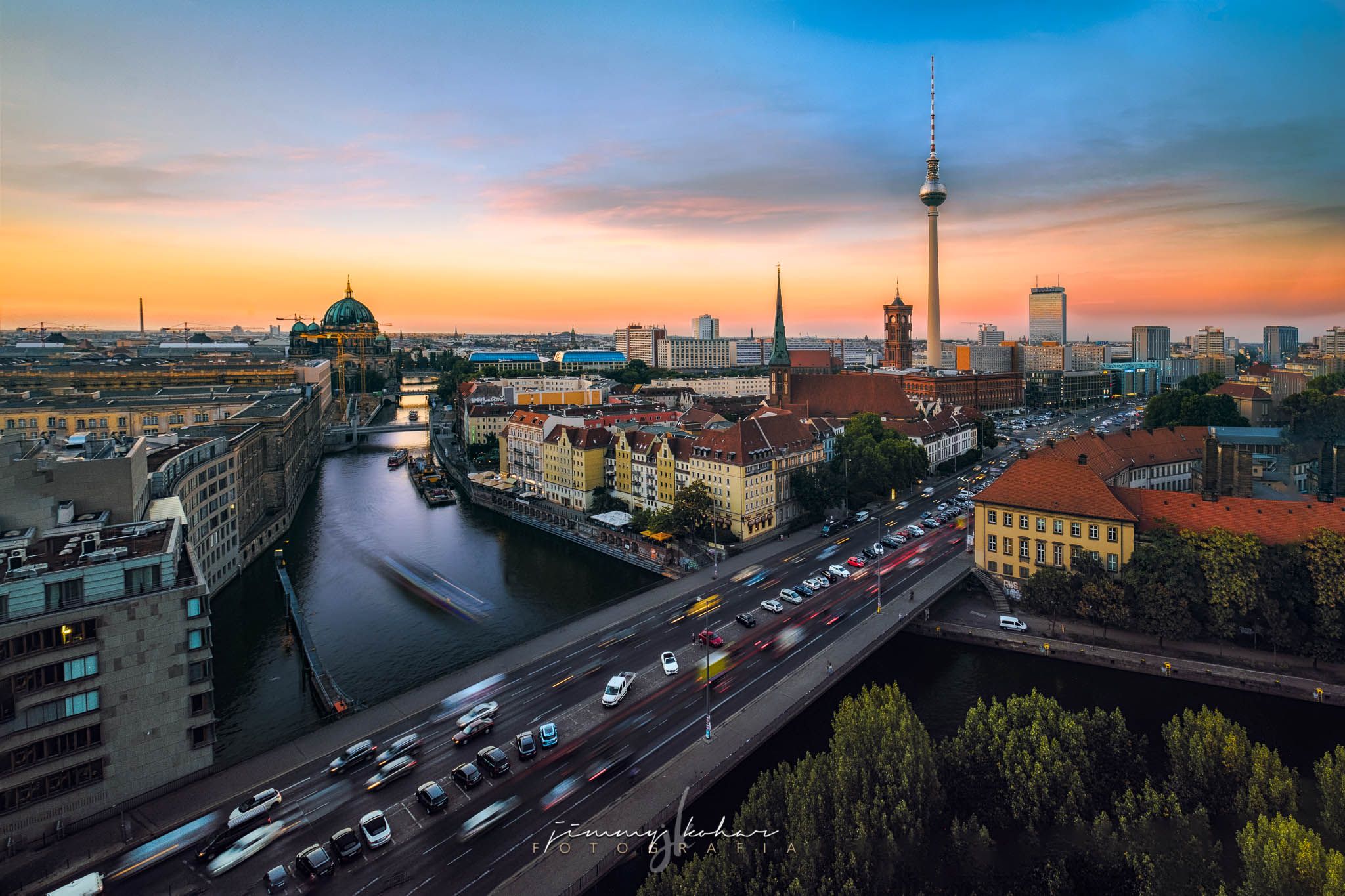Berlin Skyline from Fischerinsel Skyscraper, Germany